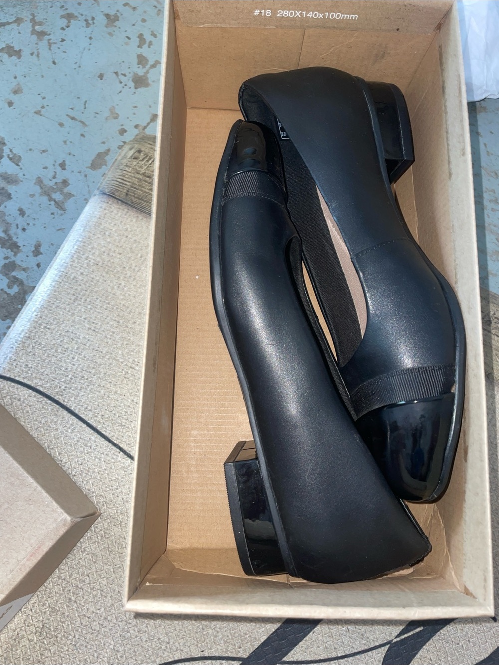 Clarks Black Low Block Heel Slip-On Flats